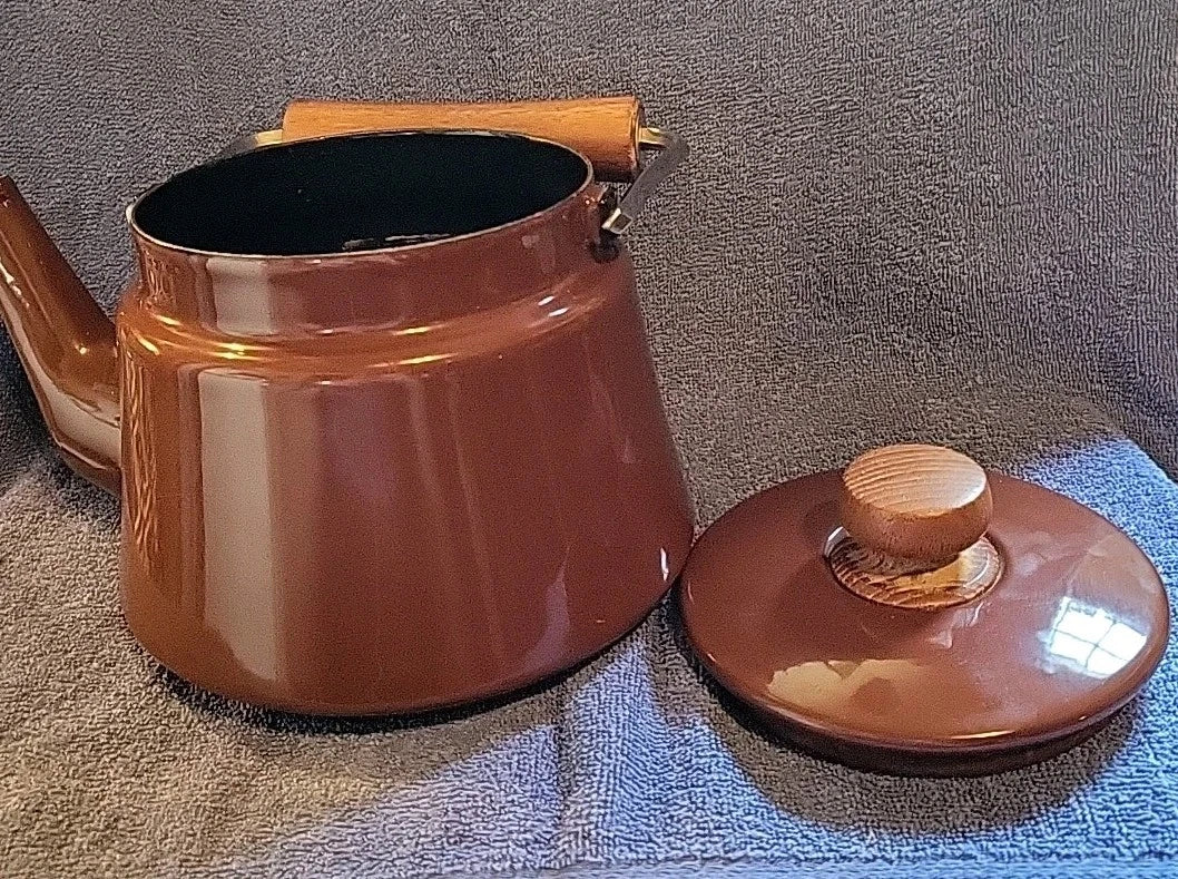 DANSK vintage Kobenstyle Brown Enamel Teapot
