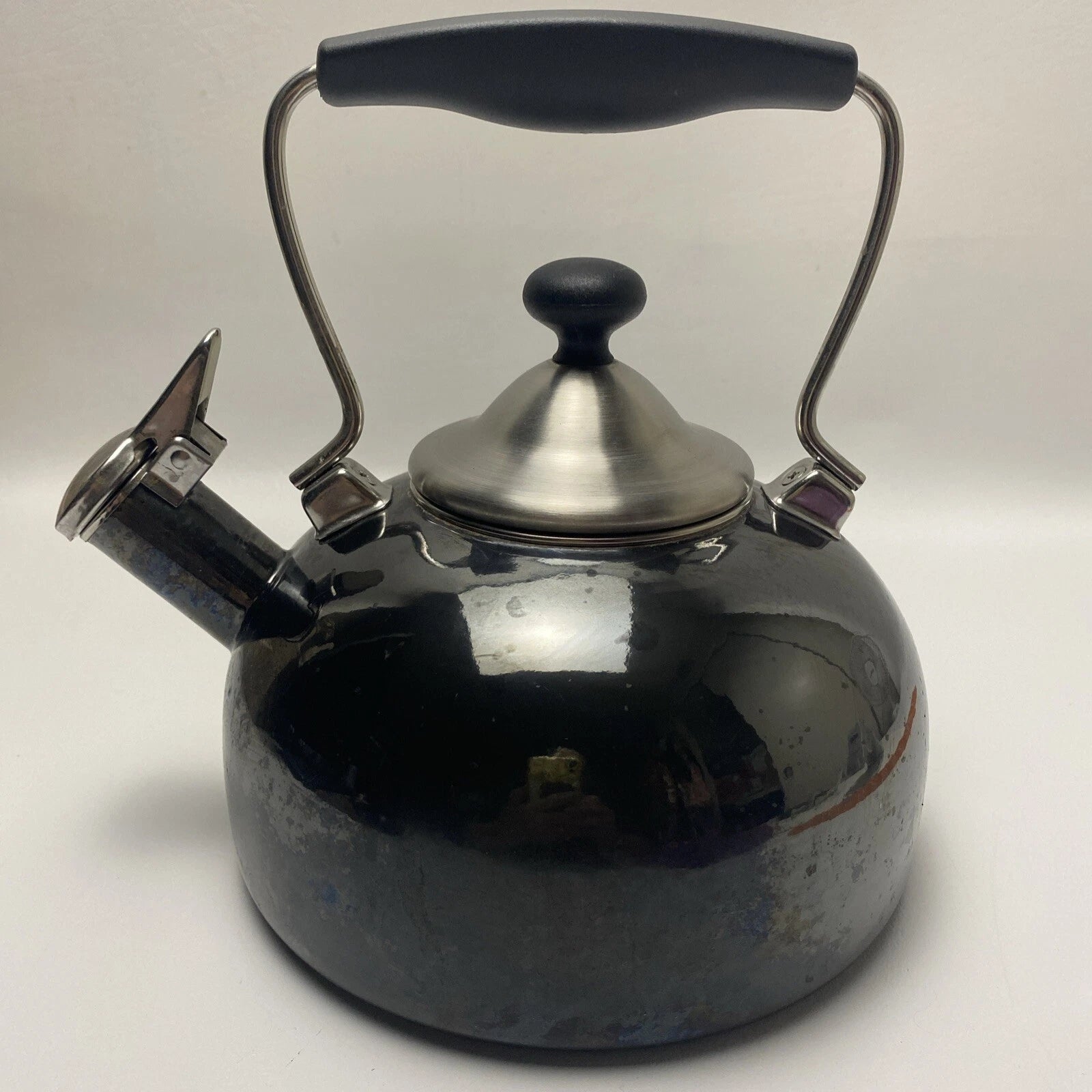 Chantal Tea Pot Kettle Enamel On Steel 1.7 Quart Vintage Dark Grey / Blue Finish