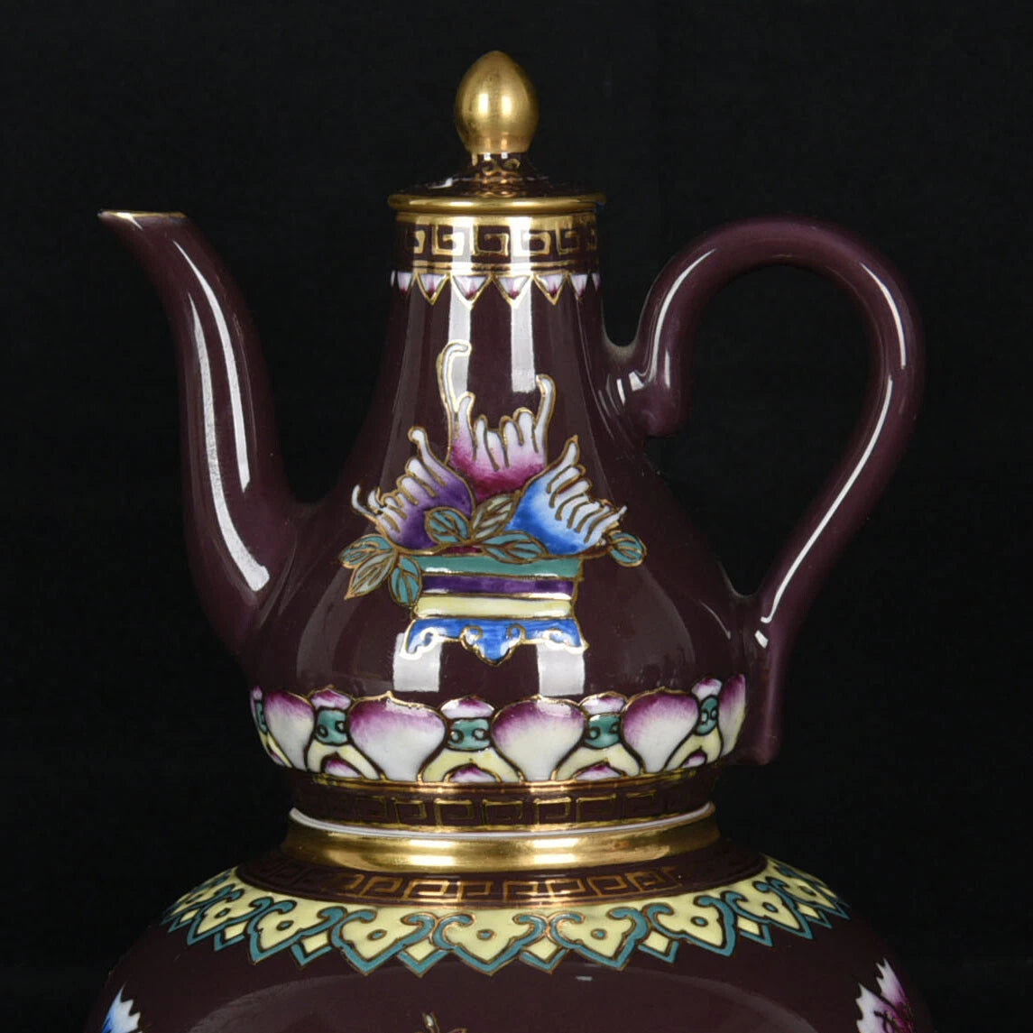 7.5"Antique dynasty Porcelain yongzheng mark colour enamels flowers gourd Teapot | eBay