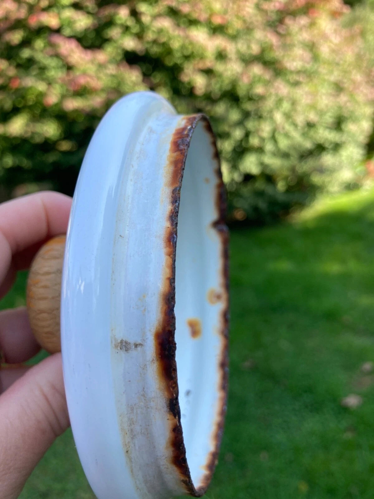 Enamel White MidCentury Tea Pot Kettle Wooden Handle & Knob Vintage | eBay