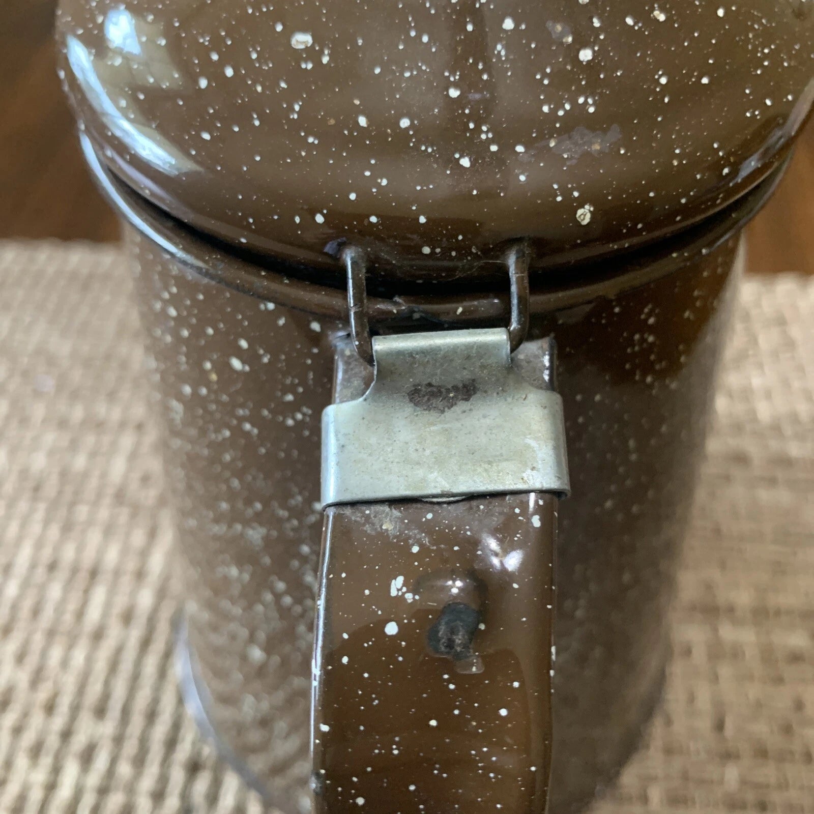 BROWN ENAMELED Speckled GRANITEWARE COFFEE TEAPOT 8" with LID Vintage | eBay