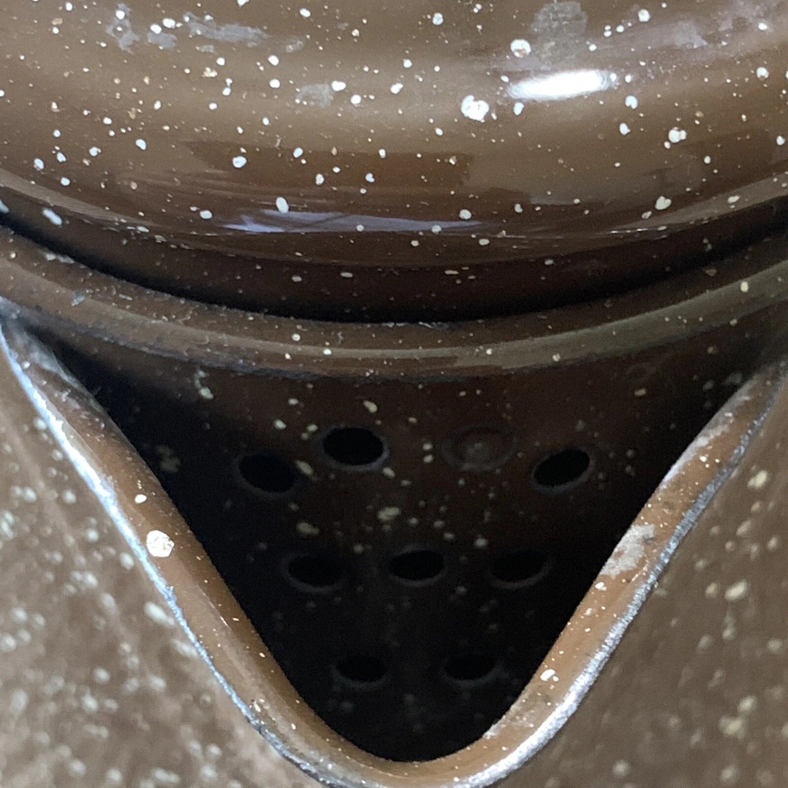 BROWN ENAMELED Speckled GRANITEWARE COFFEE TEAPOT 8" with LID Vintage | eBay