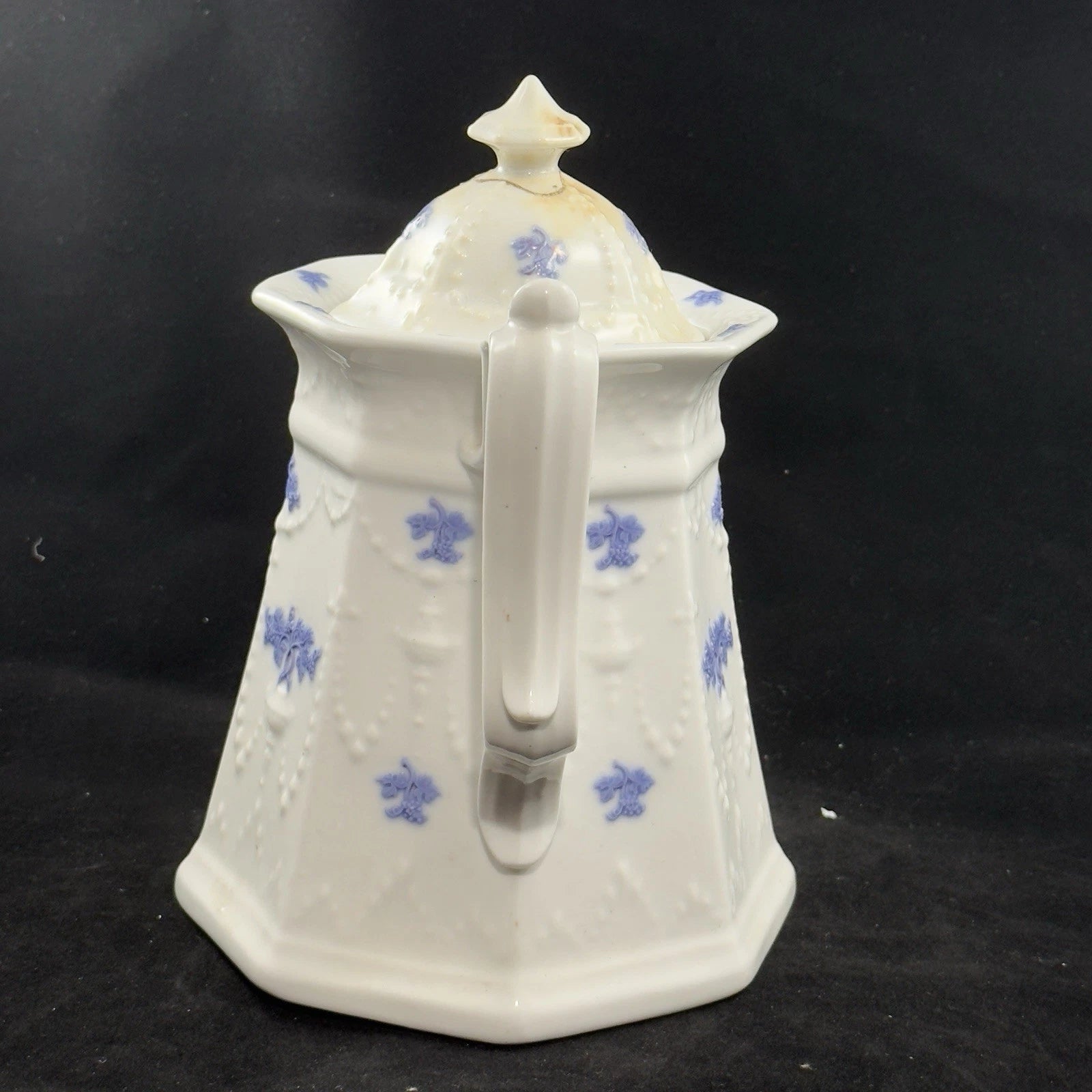 Antique Chelsea Ware Teapot with Lid Victorian Floral Enamel C1850s