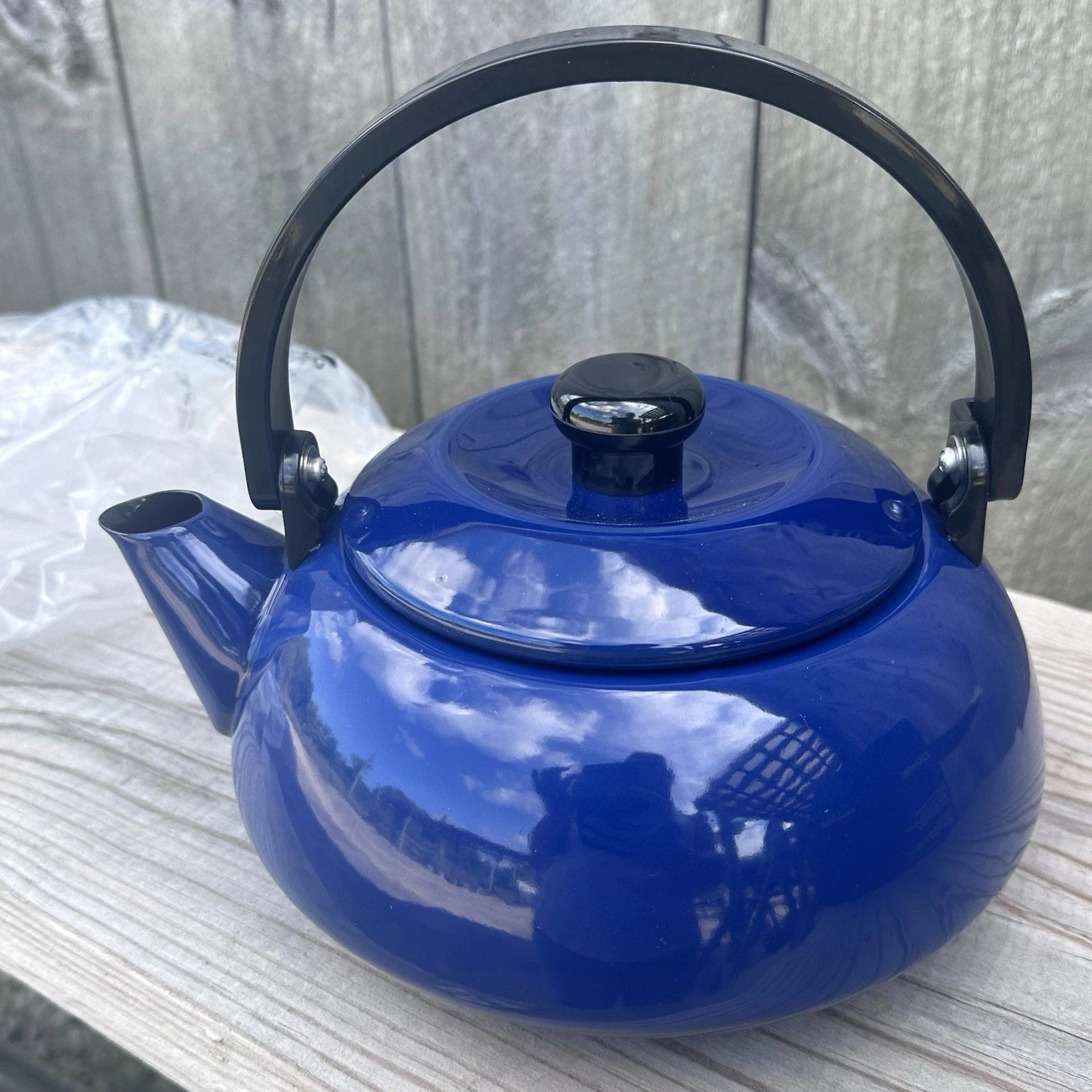 Dansk Colorfest Blue Enamel Teapot Kettle 3 Quart New in BOX NIP NOS #01068