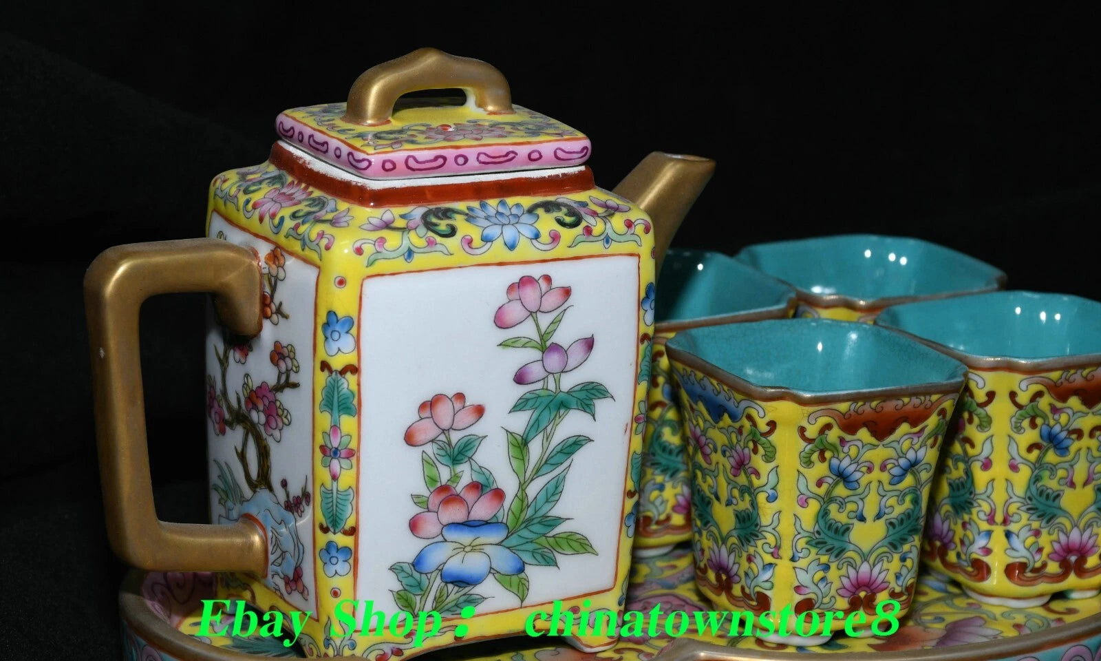 9'' Old Qing Yongzheng Enamel Colour Porcelain Gilt Flower Teapot Teakettle Set | eBay