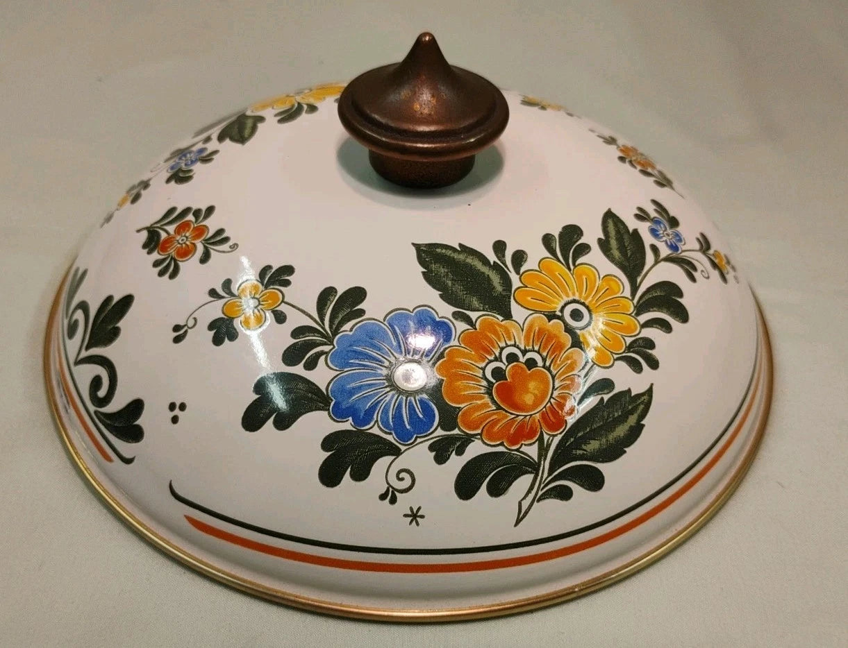 ASTA White Floral Enamelware Old Amsterdam 8.5” Dutch Oven & Teapot PRISTINE!!!