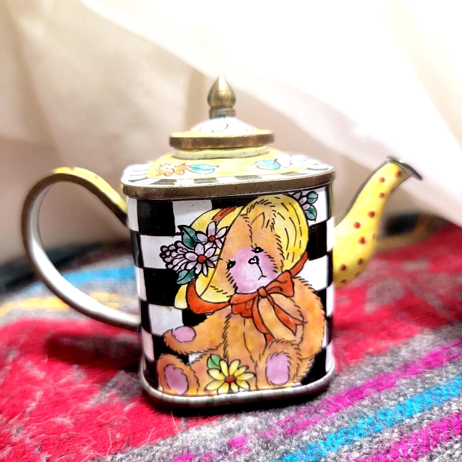 Kelvin Chen Miniature Porcelain Enameled Metal Teapot. 1999 Excellent condition