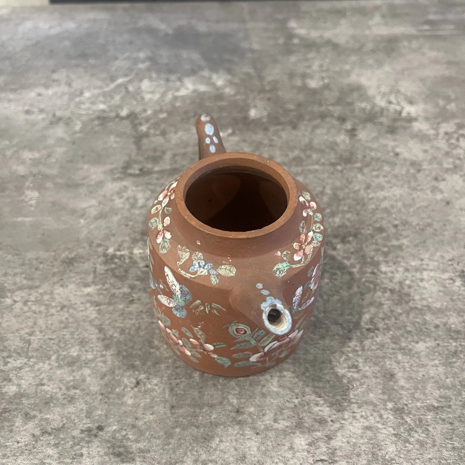 Chinese Yixing Zisha Redware Teapot Hand Enamelled Birds Flowers Antique | eBay