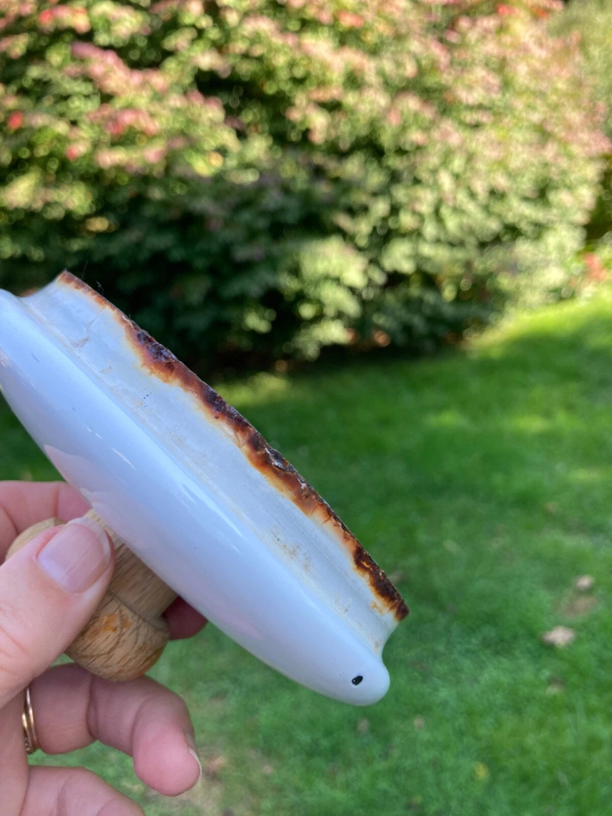 Enamel White MidCentury Tea Pot Kettle Wooden Handle & Knob Vintage | eBay