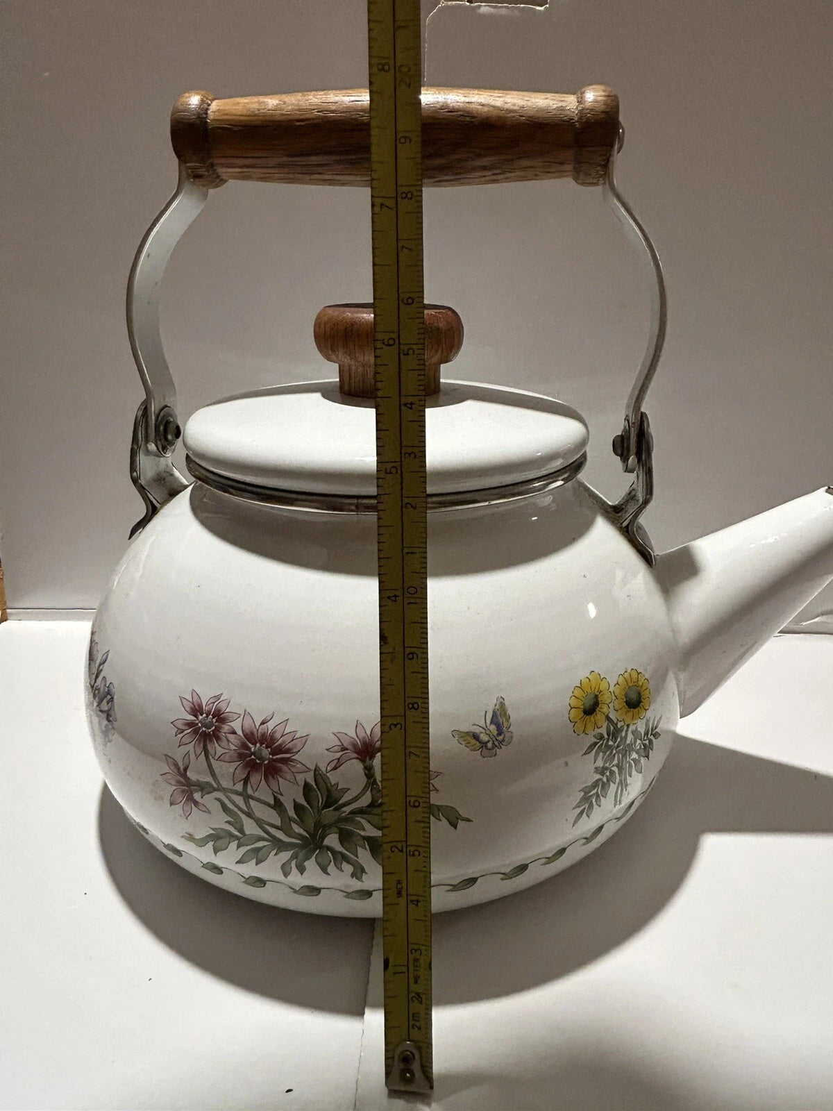 Kamenstein Tea Kettle Vintage Flower Pot Decorative Cap And handle Coffee Enamel | eBay