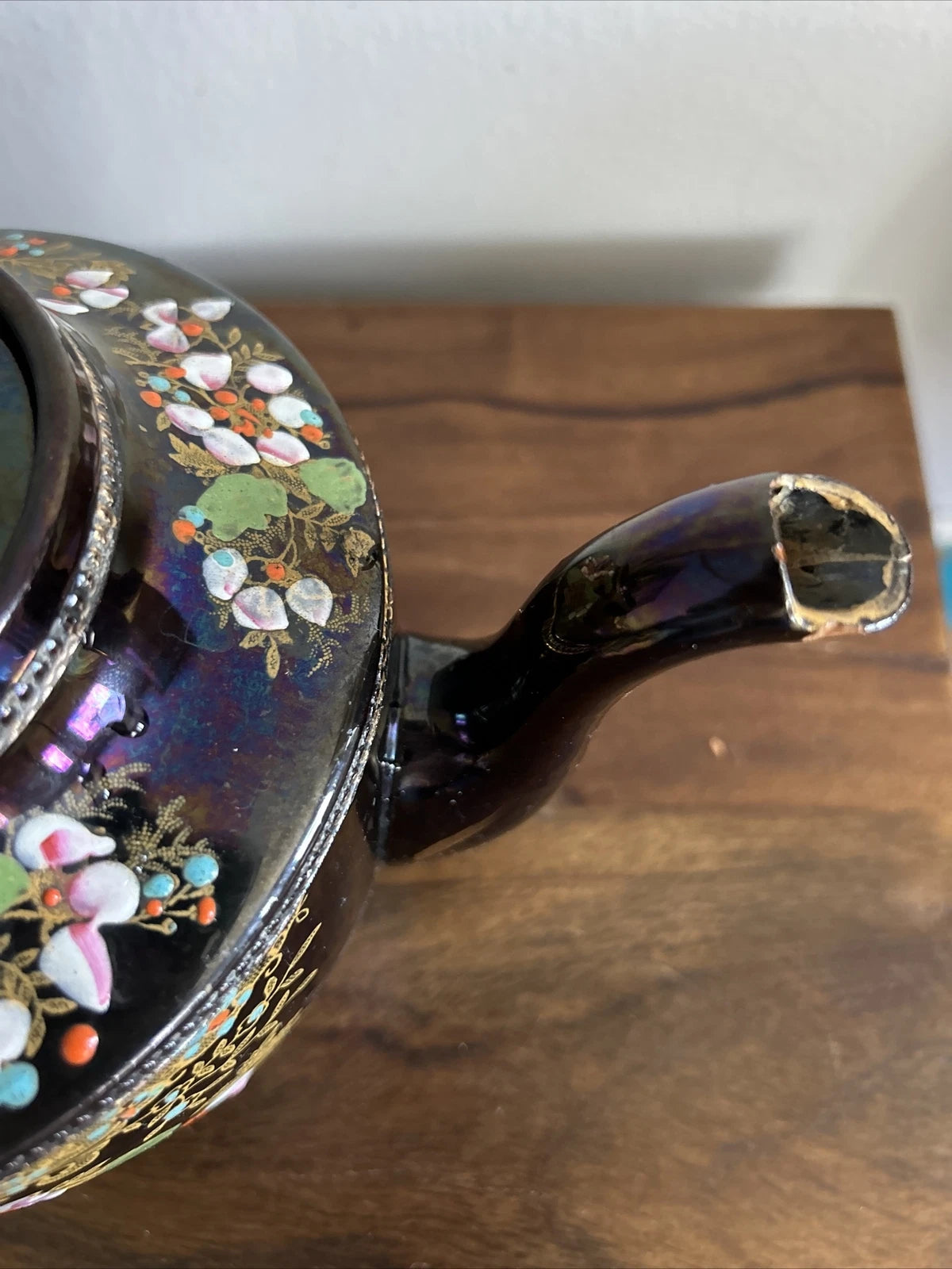 John Sadler Central Burslem England Teapot Black Enamel Floral NO LID No. 148 | eBay