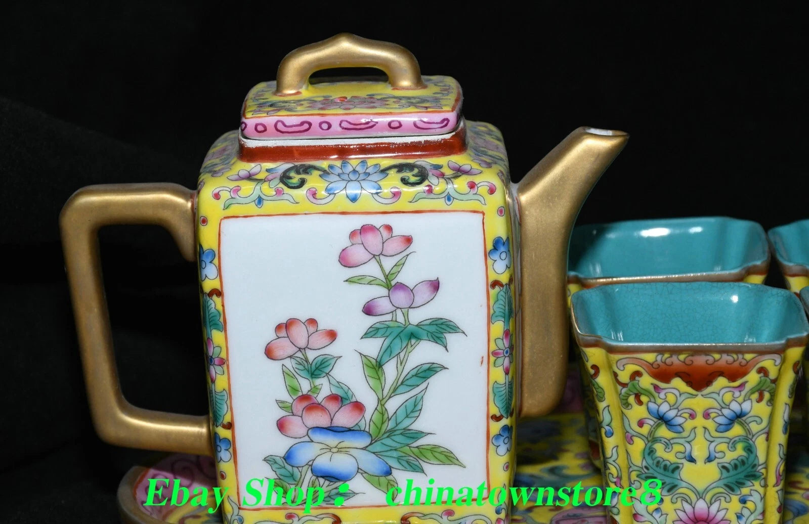 9'' Old Qing Yongzheng Enamel Colour Porcelain Gilt Flower Teapot Teakettle Set | eBay