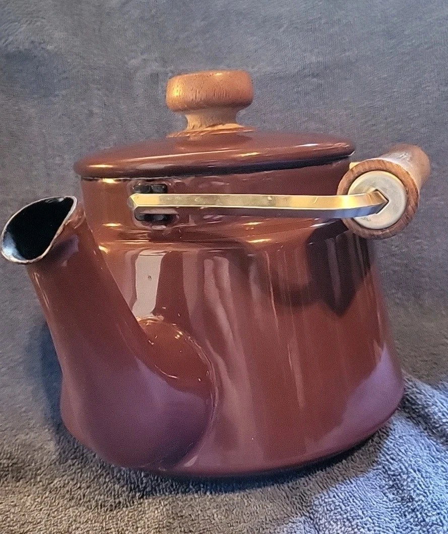 DANSK vintage Kobenstyle Brown Enamel Teapot