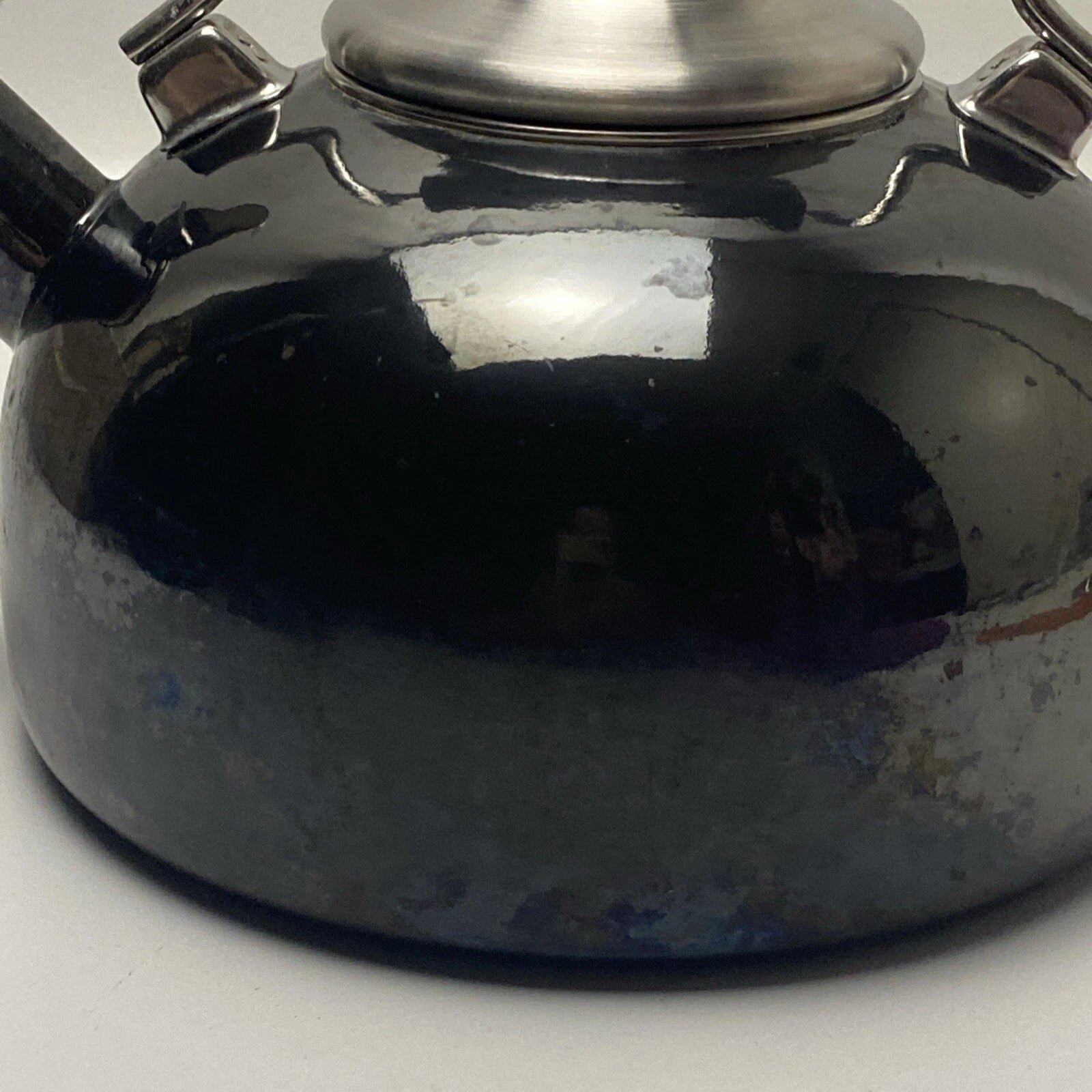 Chantal Tea Pot Kettle Enamel On Steel 1.7 Quart Vintage Dark Grey / Blue Finish