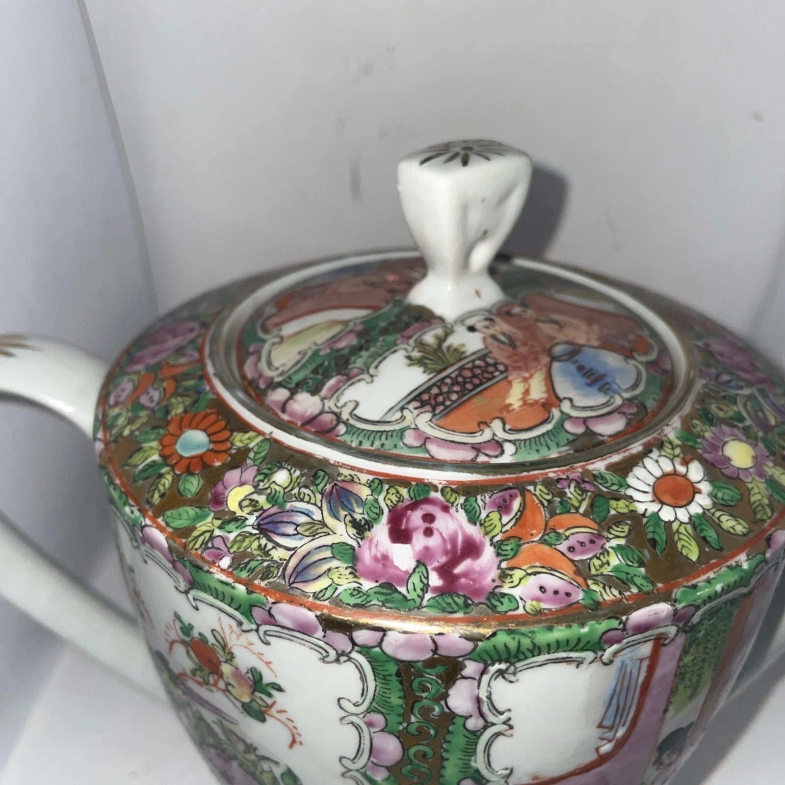 Chinese Rose Medallion Teapot Famille Rose Handpainted Enameled Stamped On Base | eBay