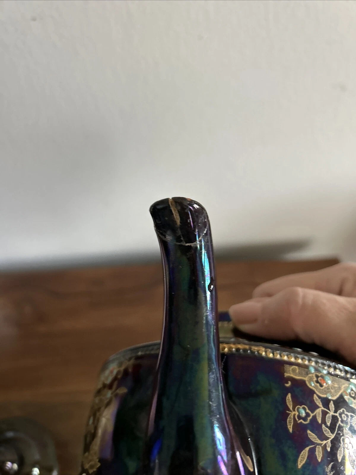 John Sadler Central Burslem England Teapot Black Enamel Floral NO LID No. 148 | eBay