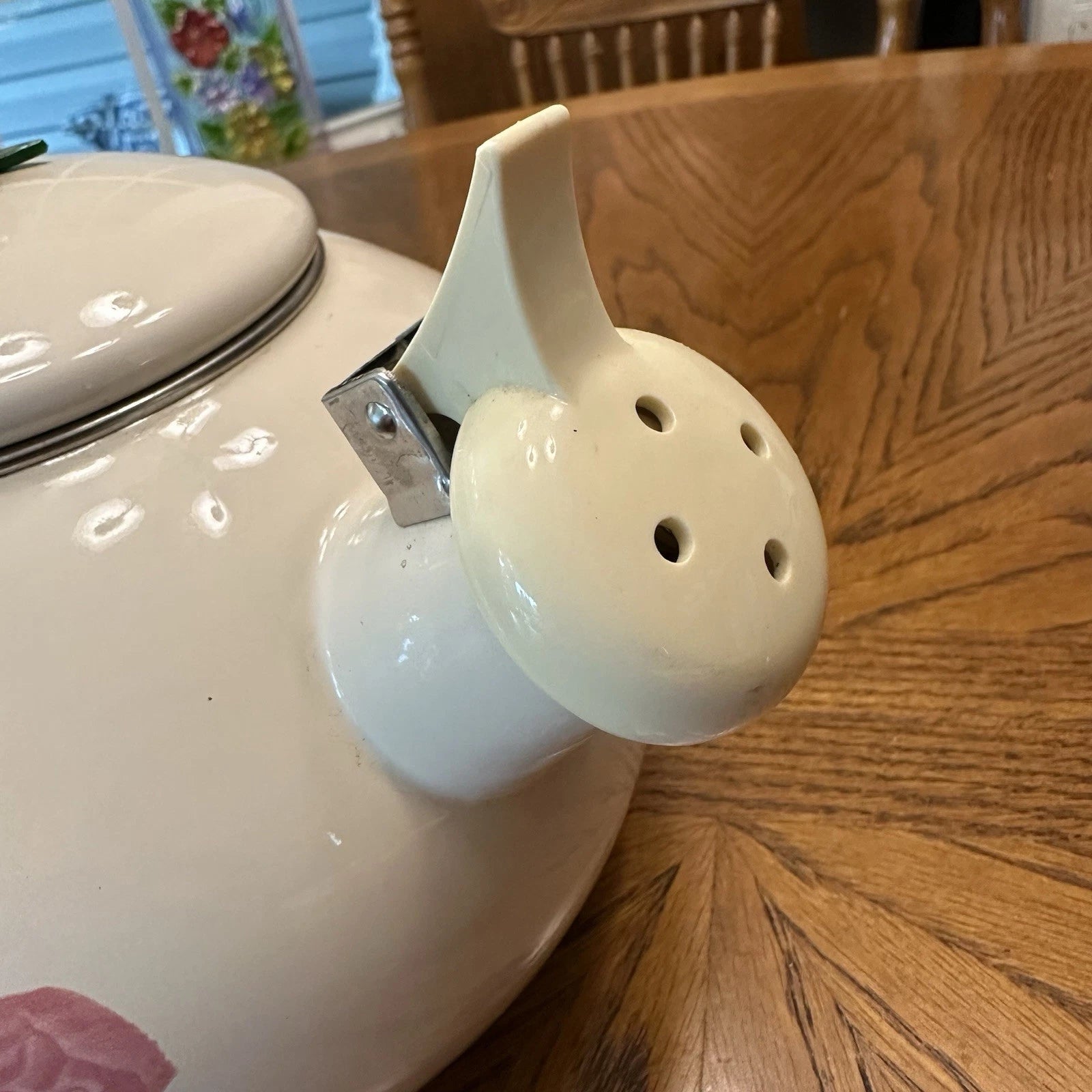 Franciscan Desert Rose Enameled Steel Tea Kettle Stovetop Teapot & Lid Vintage