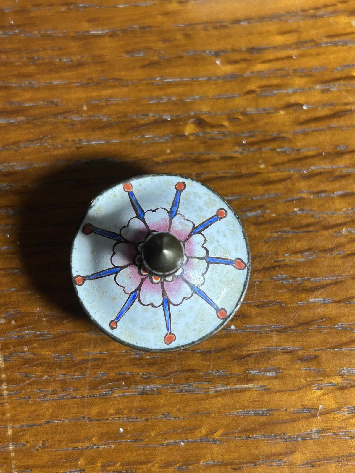 Chinemel B. Yee Enamel On Copper Miniature White Teapot W/Floral Decoration