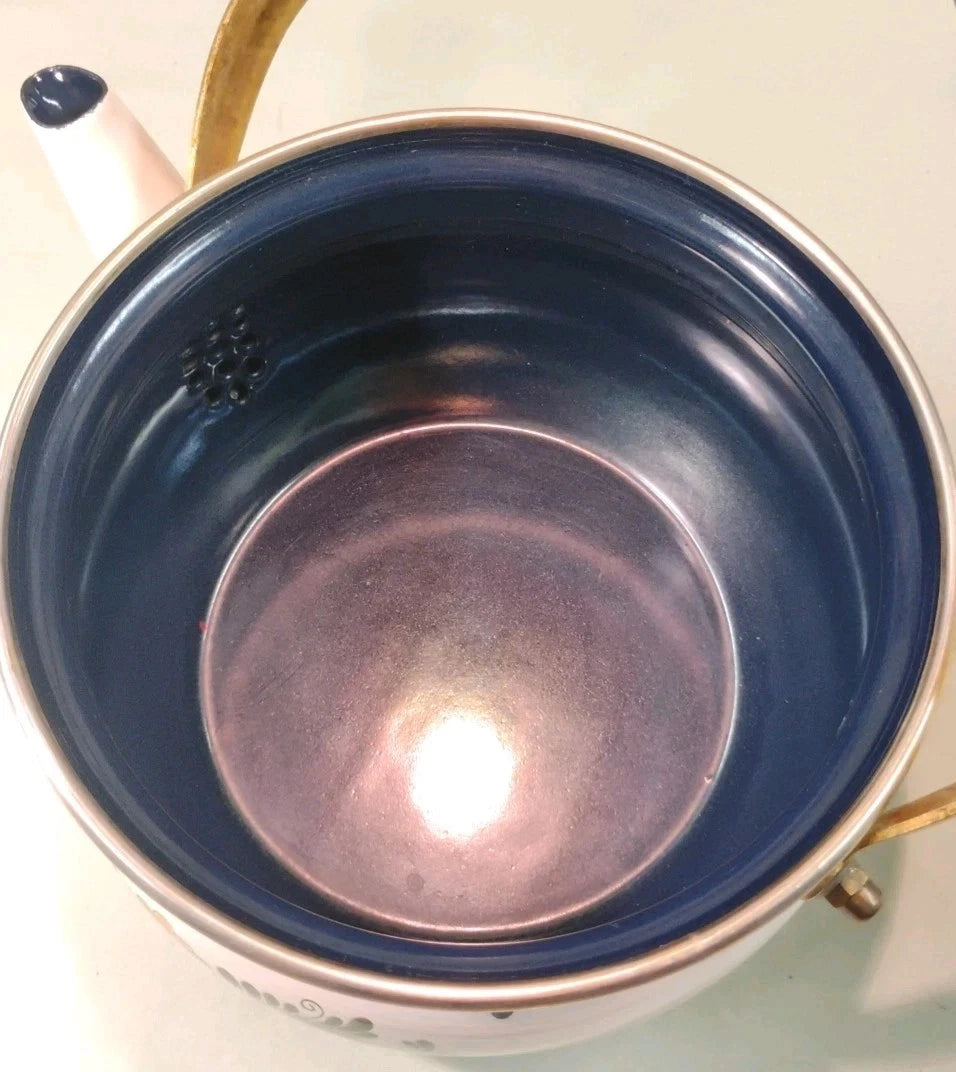 ASTA White Floral Enamelware Old Amsterdam 8.5” Dutch Oven & Teapot PRISTINE!!!