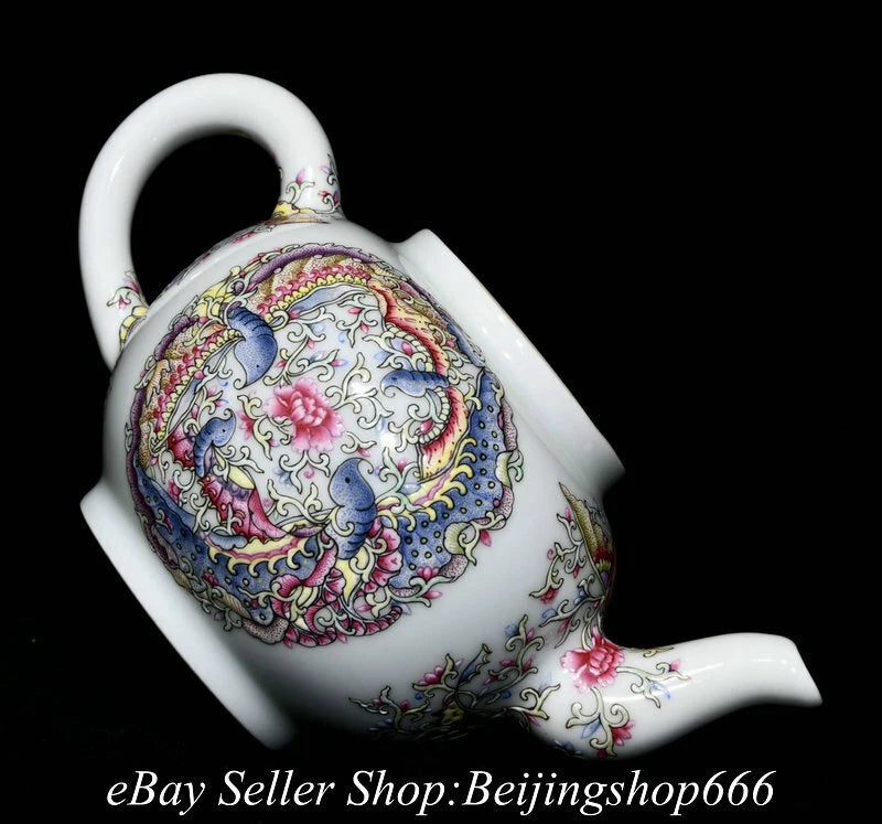 7.6" Yongzheng Marked Chinese Colour enamels Porcelain Butterfly Teapot Kettle