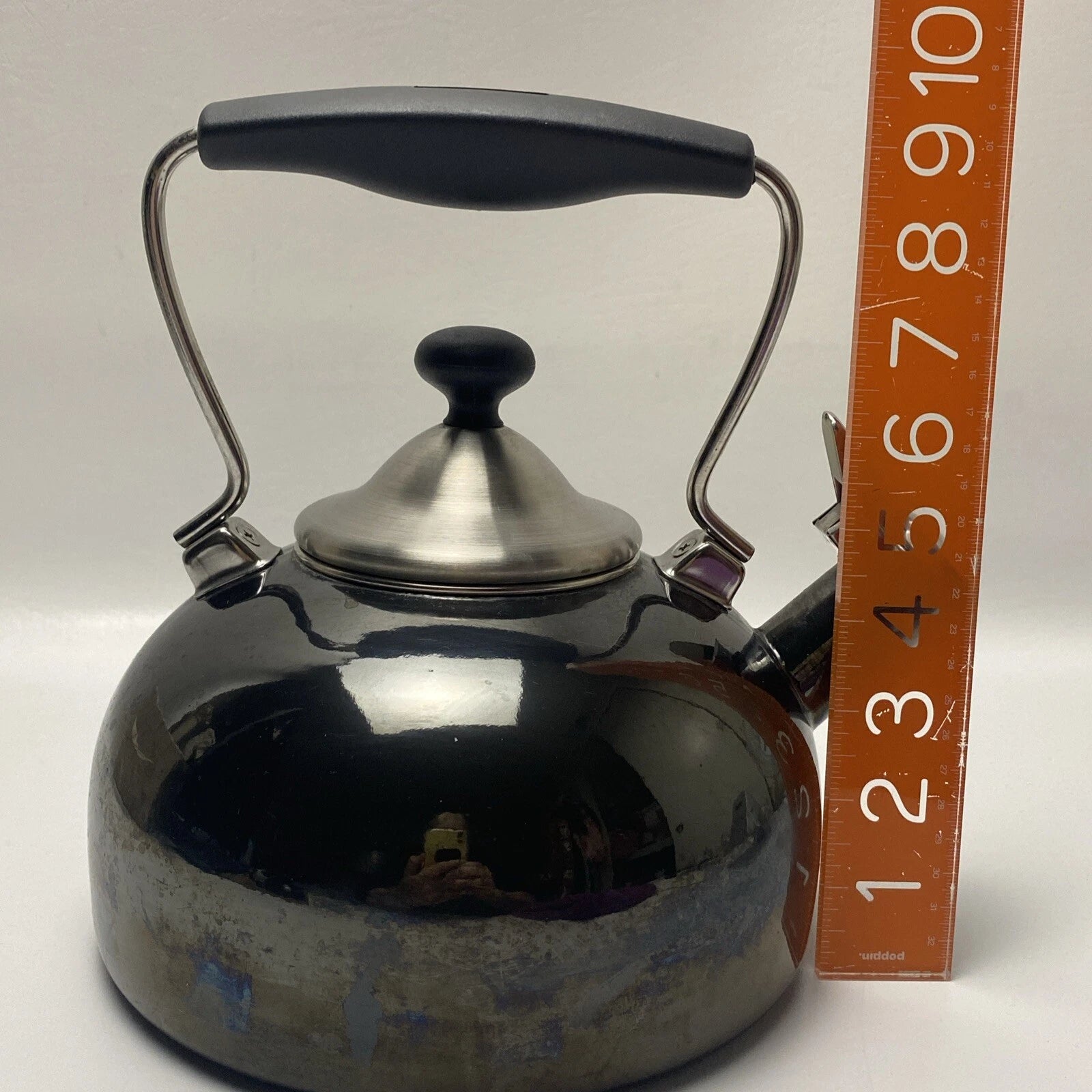 Chantal Tea Pot Kettle Enamel On Steel 1.7 Quart Vintage Dark Grey / Blue Finish