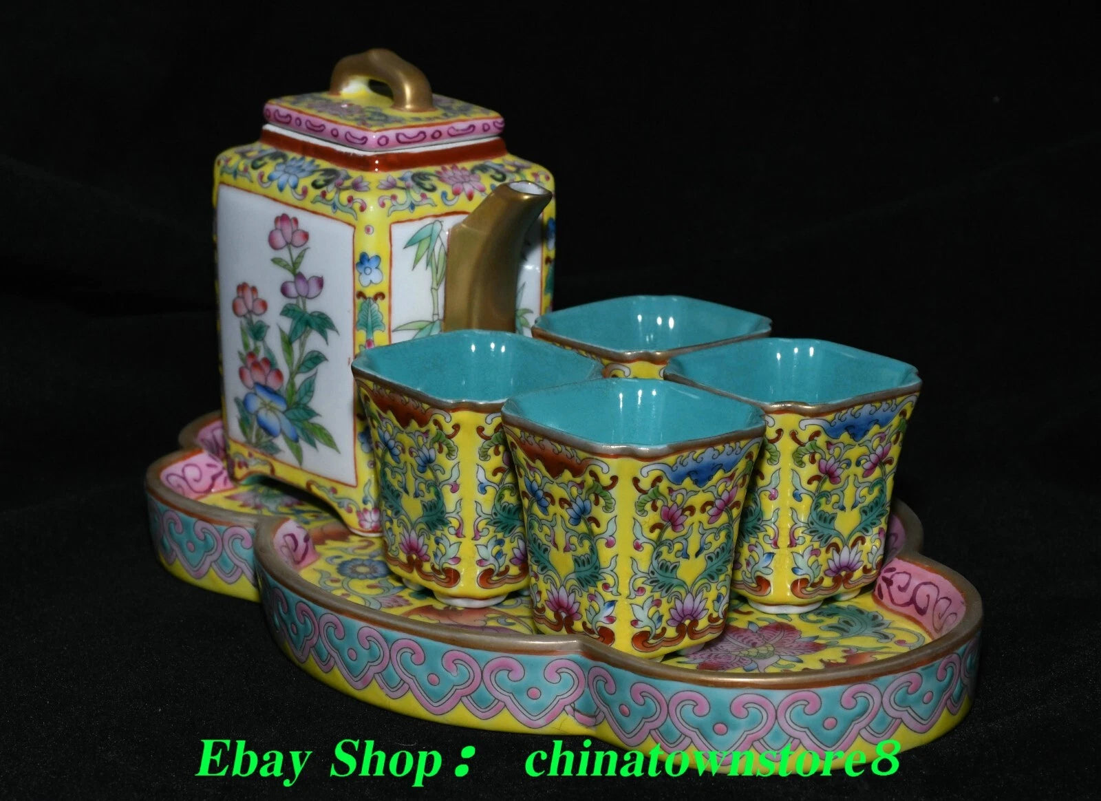 9'' Old Qing Yongzheng Enamel Colour Porcelain Gilt Flower Teapot Teakettle Set | eBay