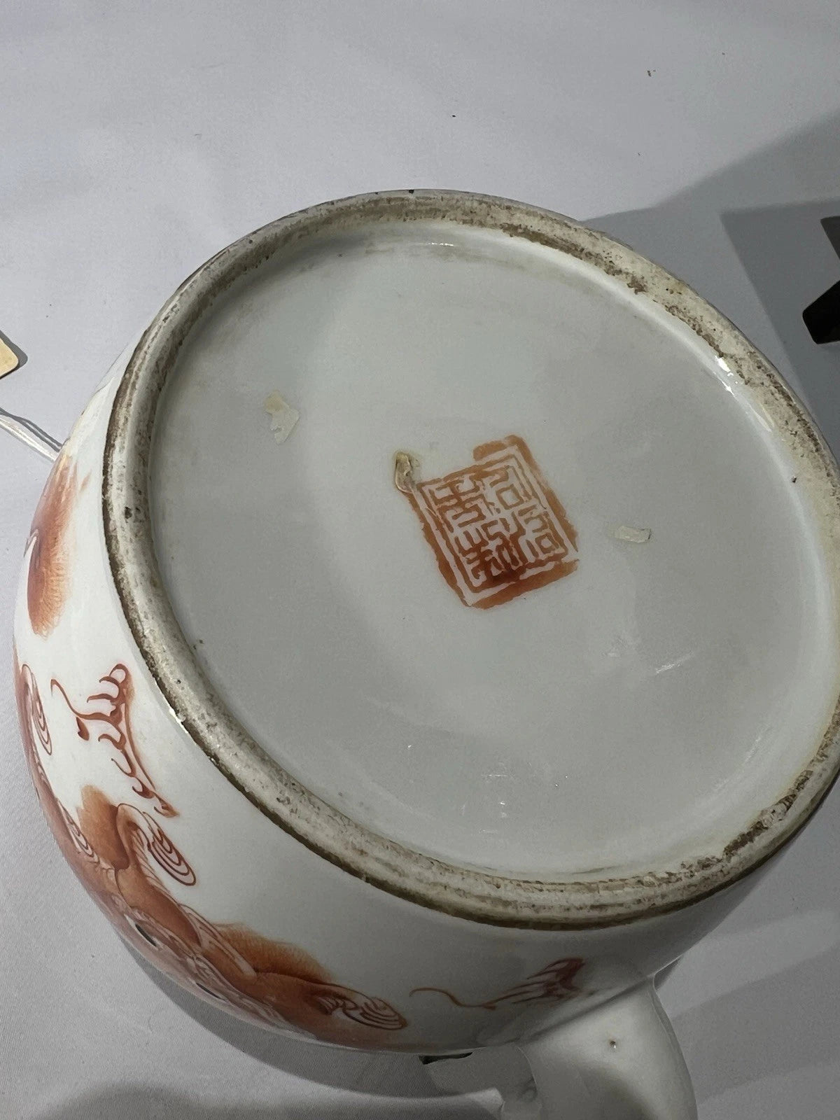 Antique 19th Century Chinese Enamel Foo Dog Famille Rose Teapot Qing Dynasty