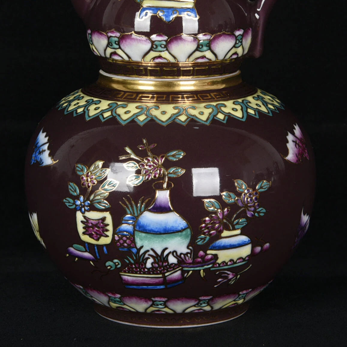 7.5"Antique dynasty Porcelain yongzheng mark colour enamels flowers gourd Teapot | eBay