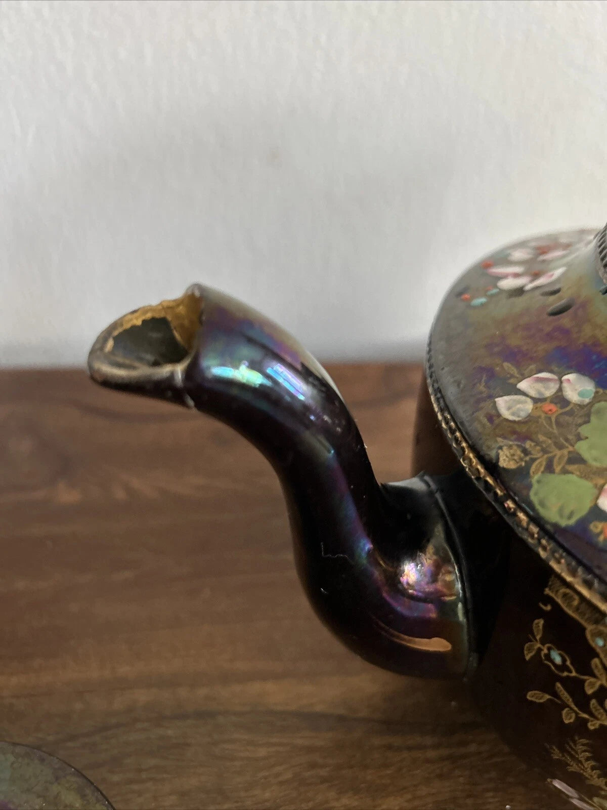 John Sadler Central Burslem England Teapot Black Enamel Floral NO LID No. 148 | eBay