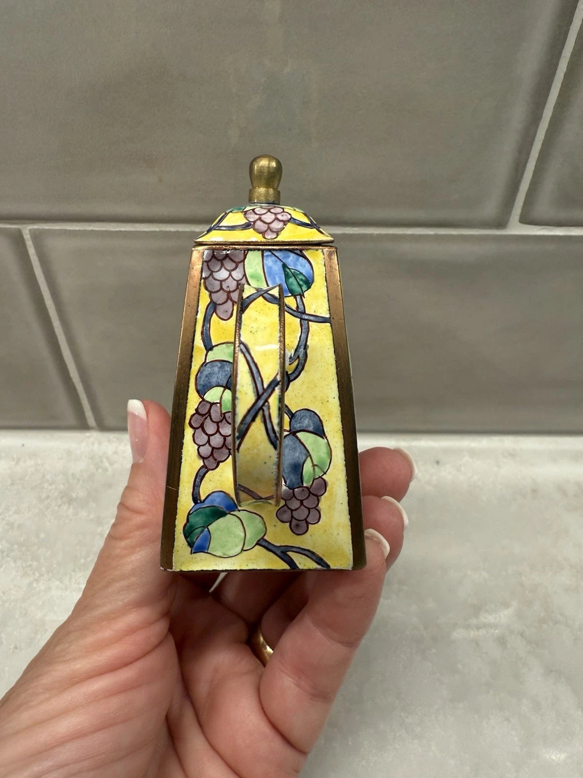 Kelvin Chen Mini Enamel Teapot with Ladybugs and Grapes #922 Vintage 1999 | eBay