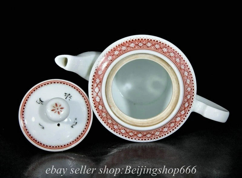 6" Old Chinese Enamel Porcelain Dynasty Landscape Mountain Tree Tea Pot Kettle