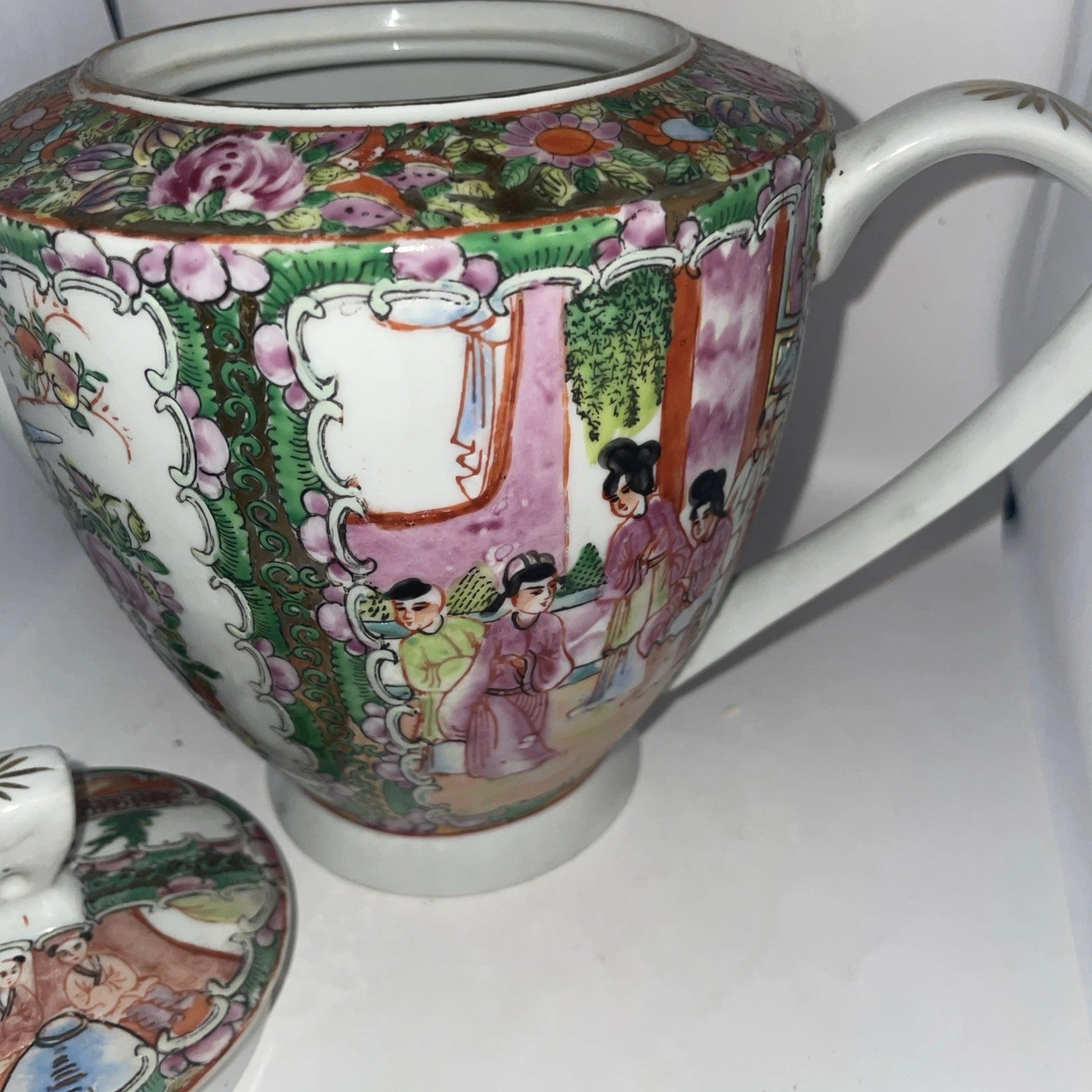 Chinese Rose Medallion Teapot Famille Rose Handpainted Enameled Stamped On Base | eBay