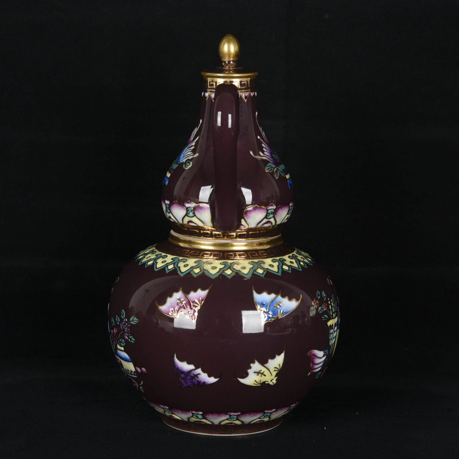 7.5"Antique dynasty Porcelain yongzheng mark colour enamels flowers gourd Teapot | eBay