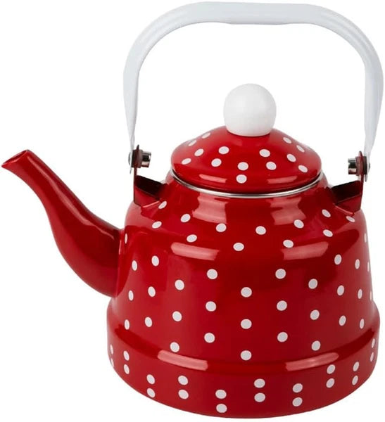 Enamel Tea Kettle - Stovetop Teapot with Handle, 1.1 Quart Fast Heating Hot Wate