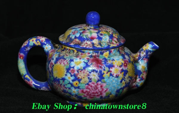 5.5'' Old Qing Qianlong Enamel Colour Porcelain Gilt Portable Teapot Teakettle