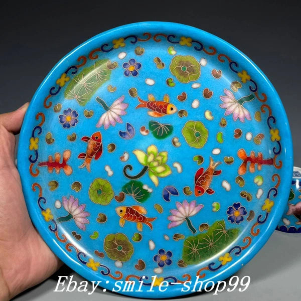 8.4" Ming Dynasty Enamel Colour Porcelain Fish Wine Tea Pot Drinking Vessel Set