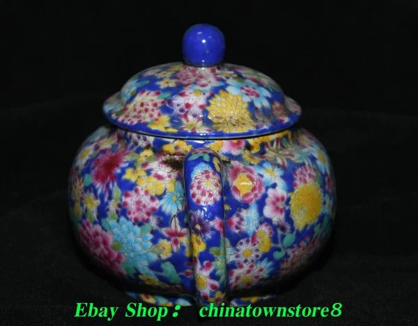 5.5'' Old Qing Qianlong Enamel Colour Porcelain Gilt Portable Teapot Teakettle