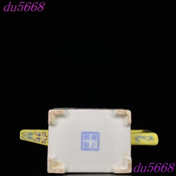 6"Qing Qianlong enamel porcelain flowers grain Drinking vessel flagon Teapot