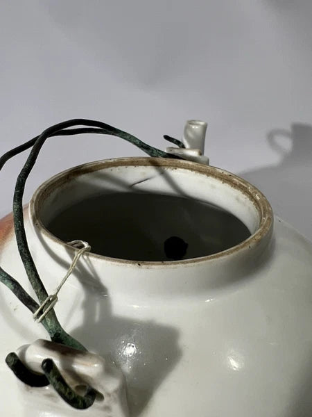 Antique 19th Century Chinese Enamel Foo Dog Famille Rose Teapot Qing Dynasty