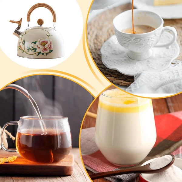 Floral Enamel Tea Kettle Vintage Teapot 3L Floral Teapot With Handle Tea Kettle