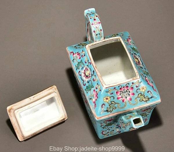 6.3'' Old Qing Yongzheng Enamel Colour Porcelain Gilt Pattern Teakettle Teapot