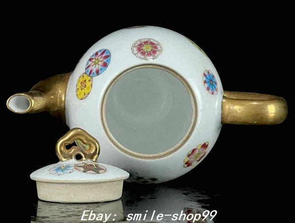 5.1" Yongzheng Enamel Colour Porcelain Gilt Flower Pattern Wine Tea Pot Flagon