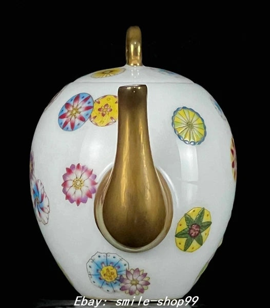 5.1" Yongzheng Enamel Colour Porcelain Gilt Flower Pattern Wine Tea Pot Flagon