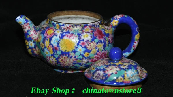 5.5'' Old Qing Qianlong Enamel Colour Porcelain Gilt Portable Teapot Teakettle