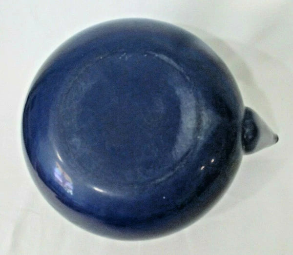 Cobalt Blue Enamel Brass White Porcelain Vintage Tea Kettle w/Lid GUC No Whistle