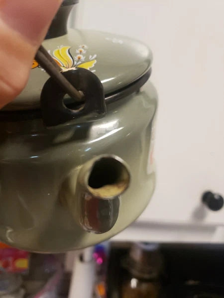 Berggren EnamelWare Teapot ROSEMALING Nordic '65 Green  Swedish Folk Art Cottage