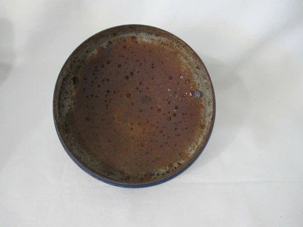 Cobalt Blue Enamel Brass White Porcelain Vintage Tea Kettle w/Lid GUC No Whistle