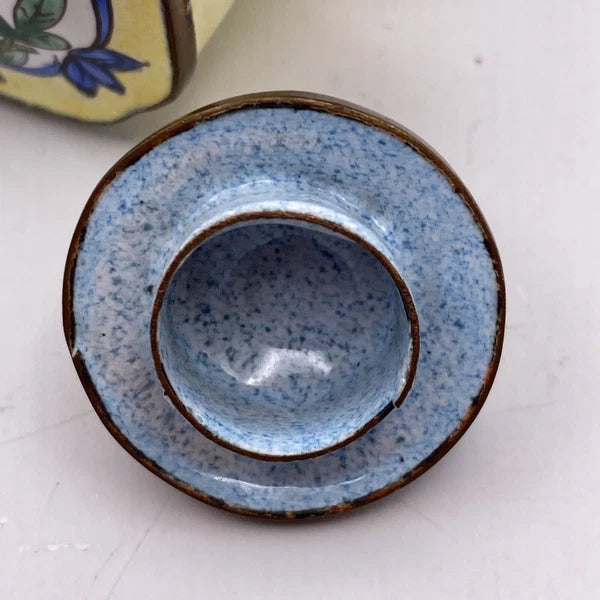 Miniature Enamel Teapot With Lid Yellow flowers BB7