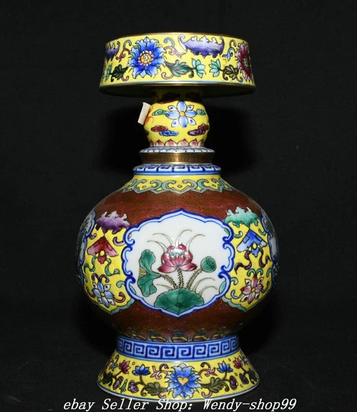 8" Qianlong Colour Enamel Porcelain Gilt Dragon Qilin Lotus Wine Tea Pot Flagon