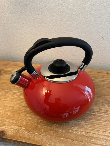 Cuisinart Porcelain Enamel on Steel Teakettle Aura 2 Quart Enamel- Red